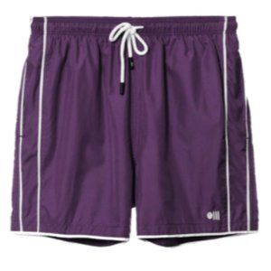 Solid & Striped Purple/White Swim Trunks